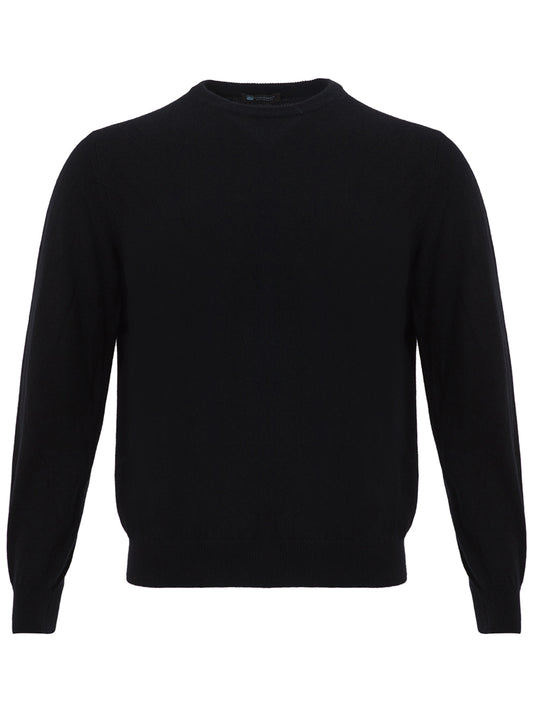 Elegant Black Round Neck Cashmere Sweater