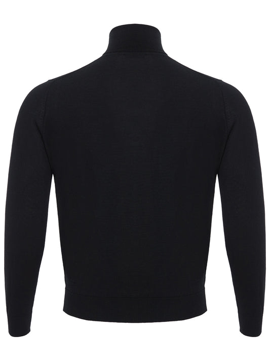 Elegant Black Cashmere Silk Blend Sweater