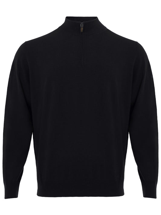 Elegant Black Cashmere Sweater with Zip Detail