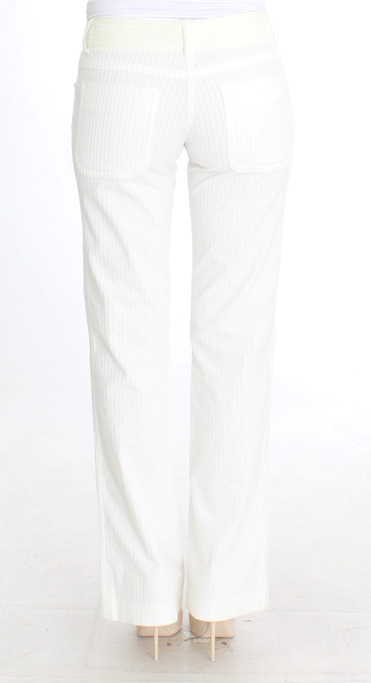 Chic White Striped Straight Fit Pants