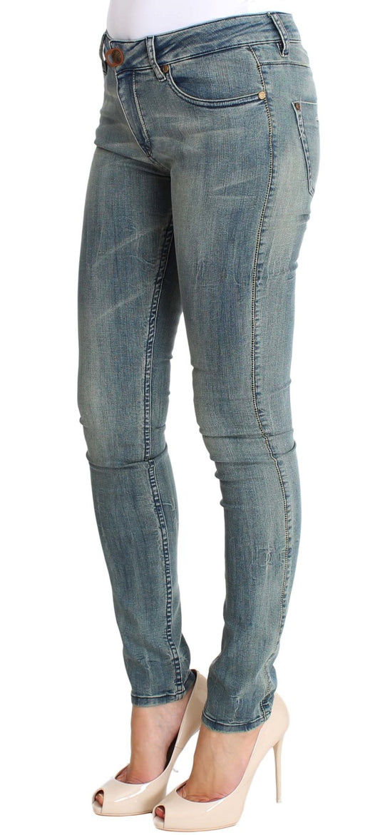 Blue Wash Cotton Stretch Skinny Slim Tight Fit Jeans