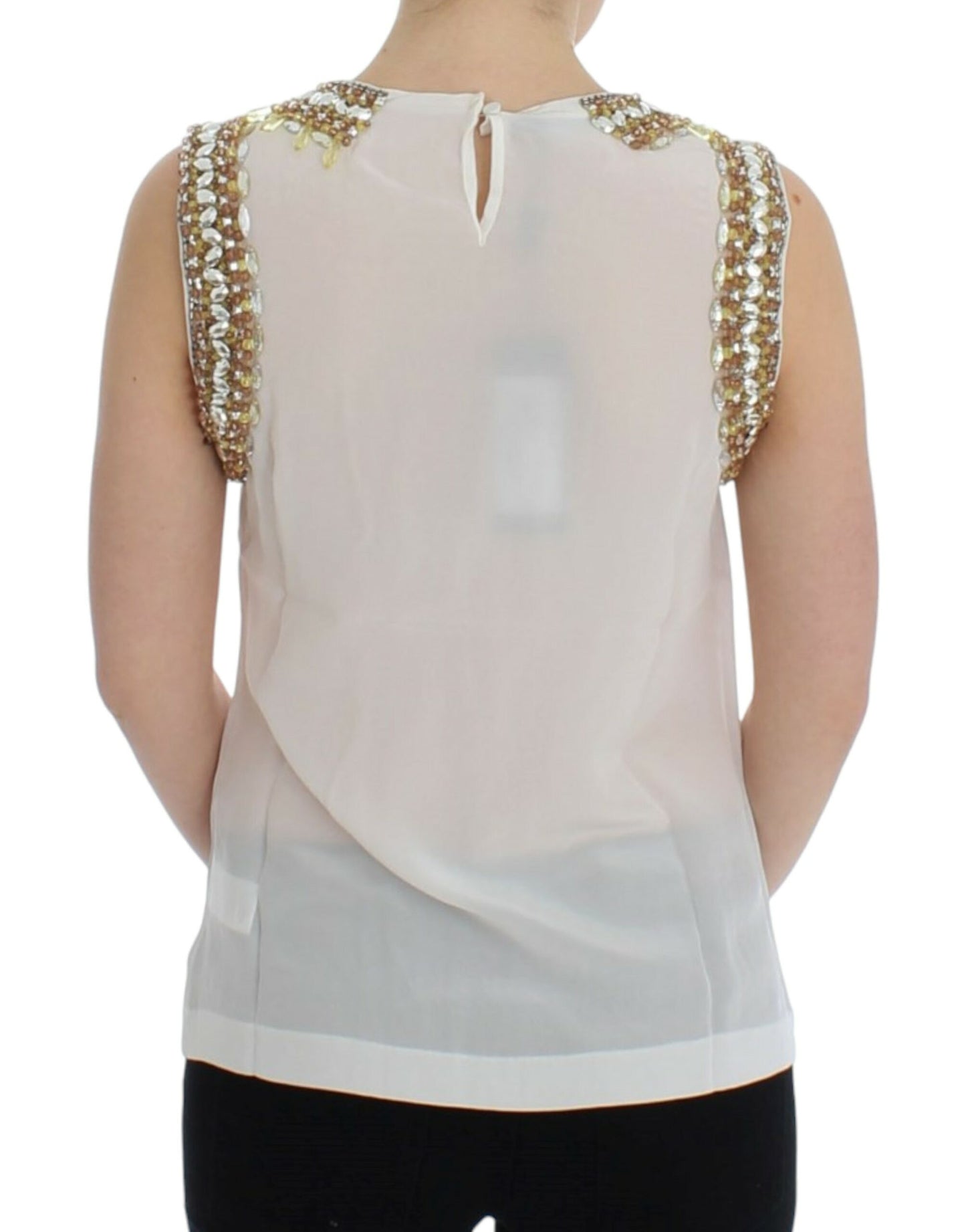 White crystal embellished tank top