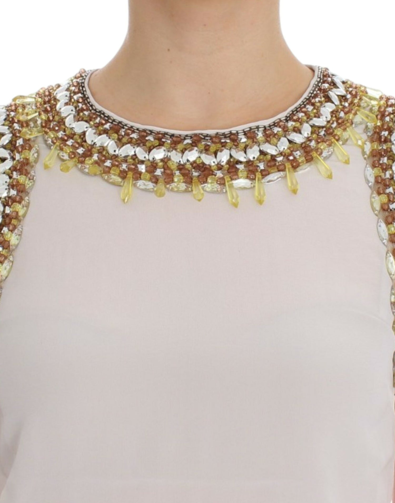 White crystal embellished tank top