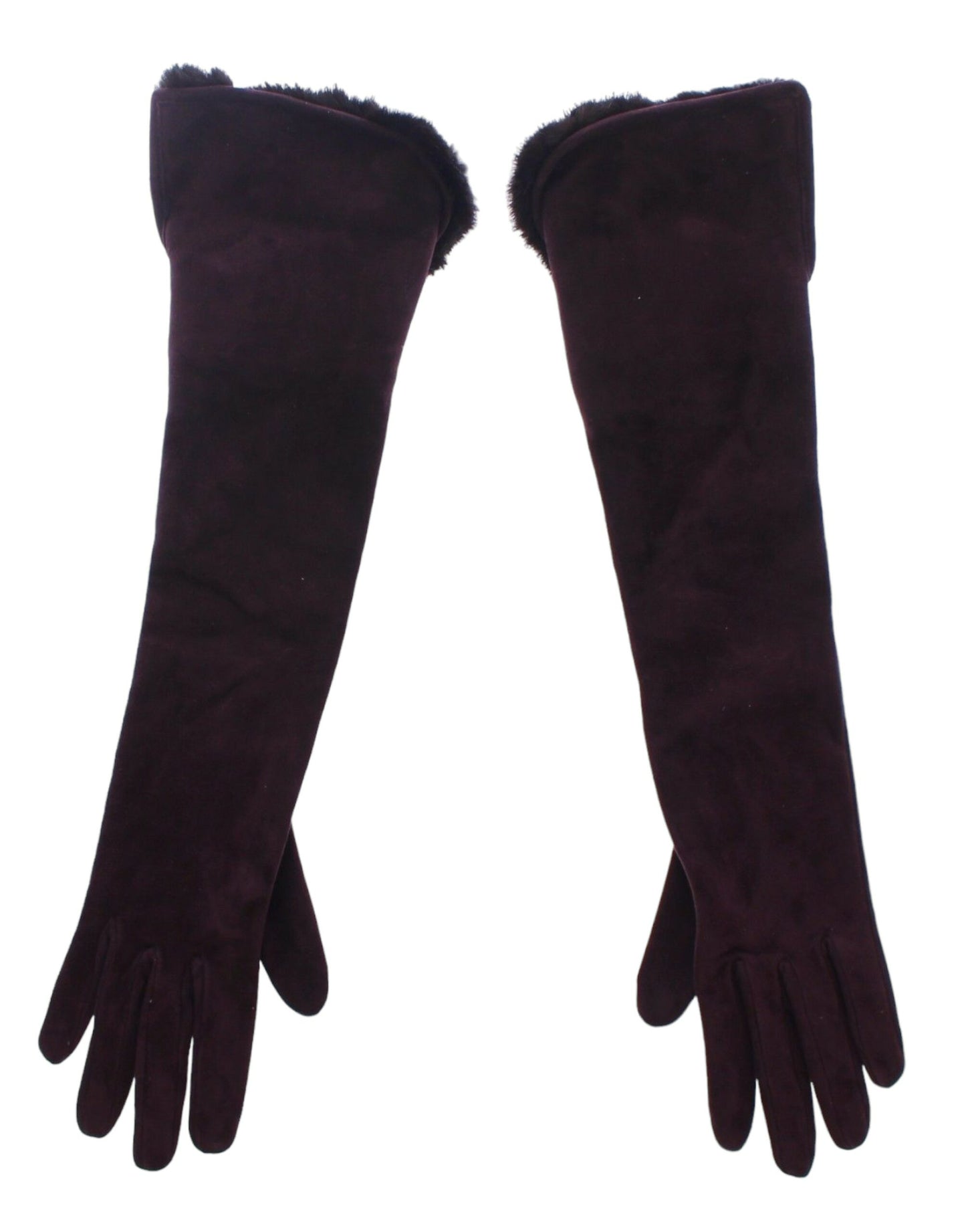 Purple Mink Fur Goatskin Suede Leather Gloves