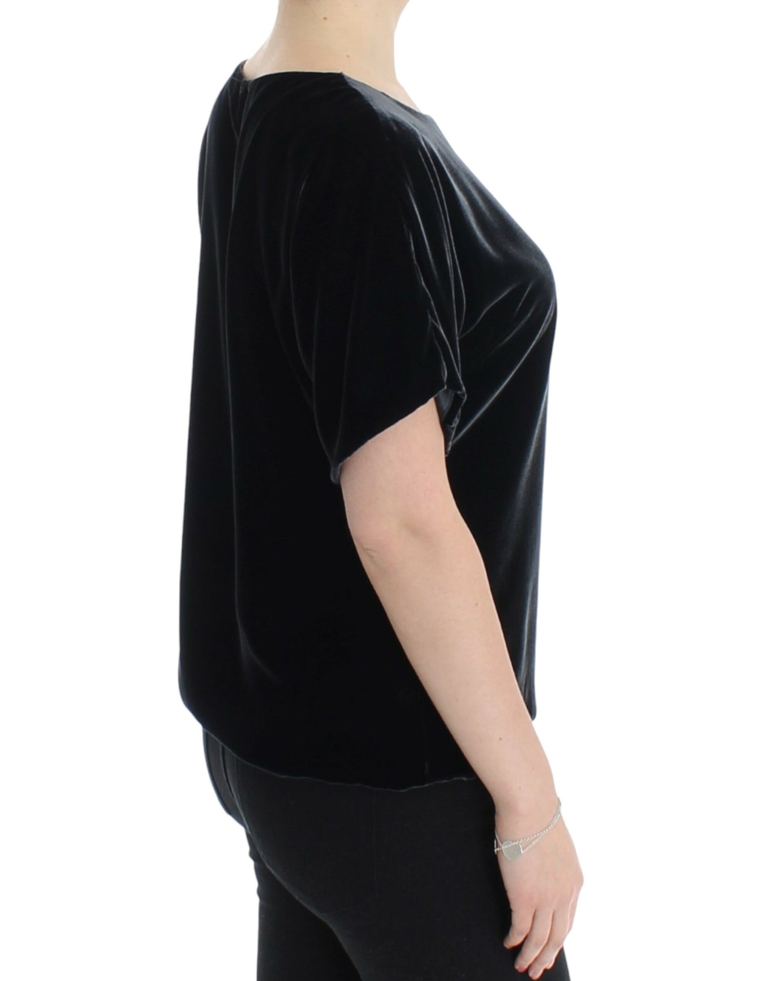 Black velvet shortsleeved blouse