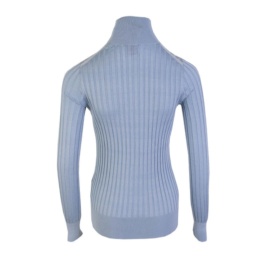 Elegant Silk Turtleneck Sweater in Light Blue