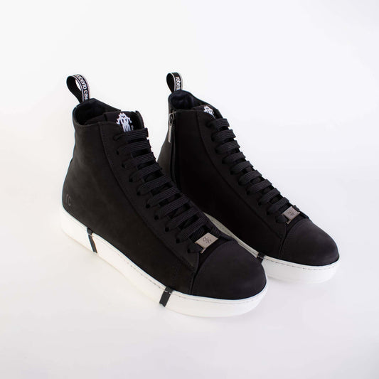 Elevated Chic Suede High Sneakers in Black and White