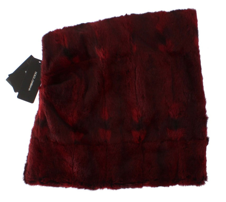 Luxurious Bordeaux Fur Hooded Scarf Wrap