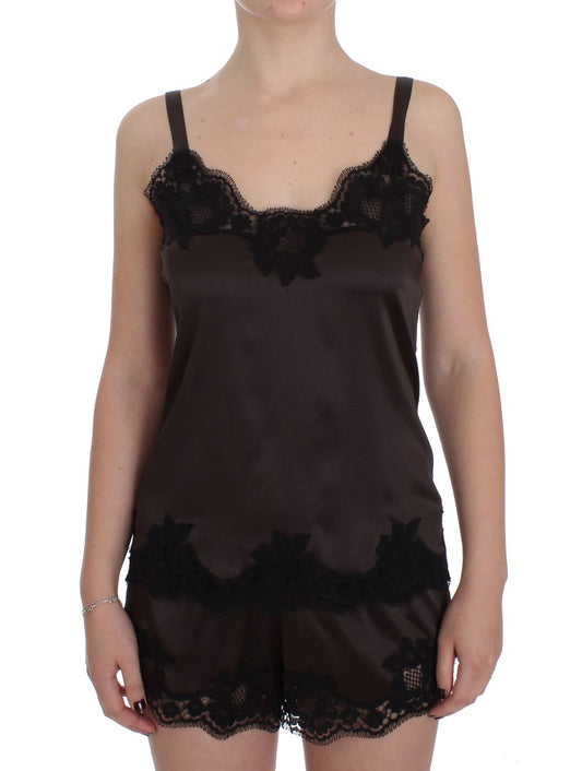 Elegant Lace-Trimmed Silk Lingerie Top