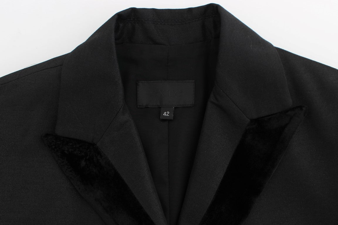 Black One Button Three Piece Suit