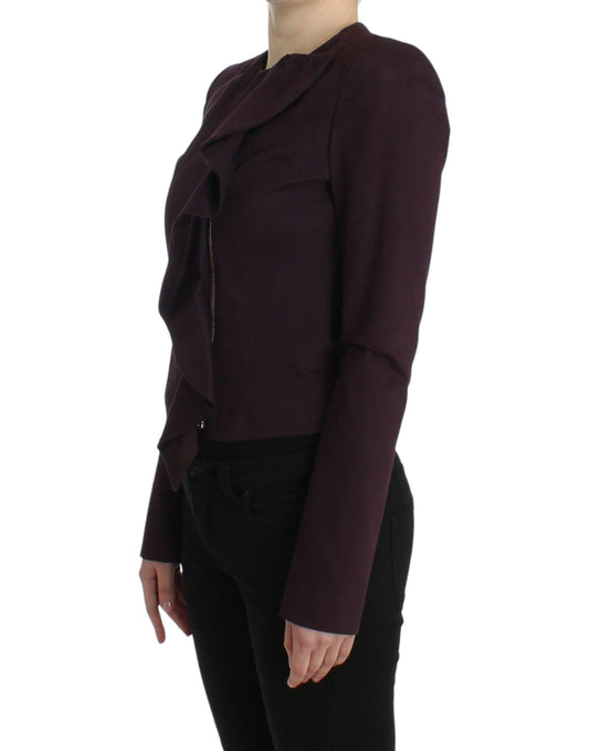 Purple Ruched Jacket Coat Blazer Short