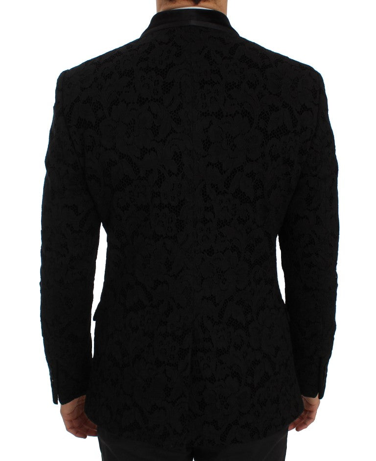 Elegant Slim Fit Black Silk-Blend Blazer