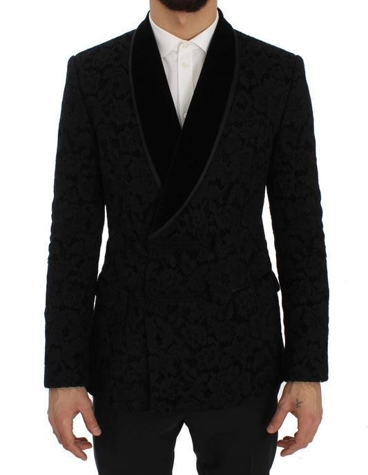 Elegant Slim Fit Black Silk-Blend Blazer