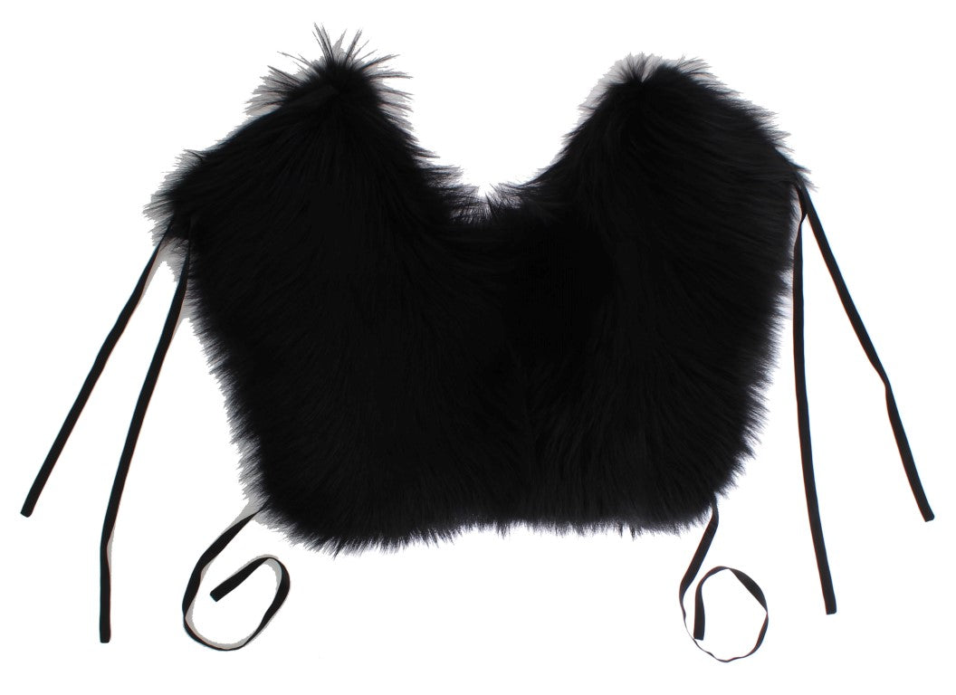 Black Fox Fur Shoulder Wrap Cover Collar Scarf