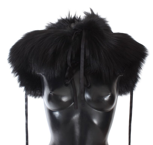 Black Fox Fur Shoulder Wrap Cover Collar Scarf