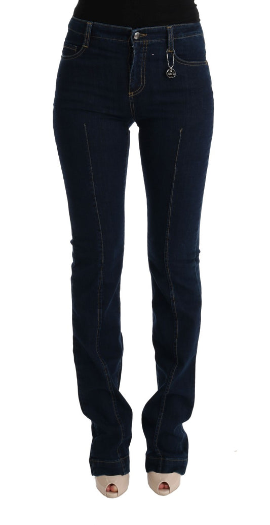 Chic Flared Cotton Jeans in Blue