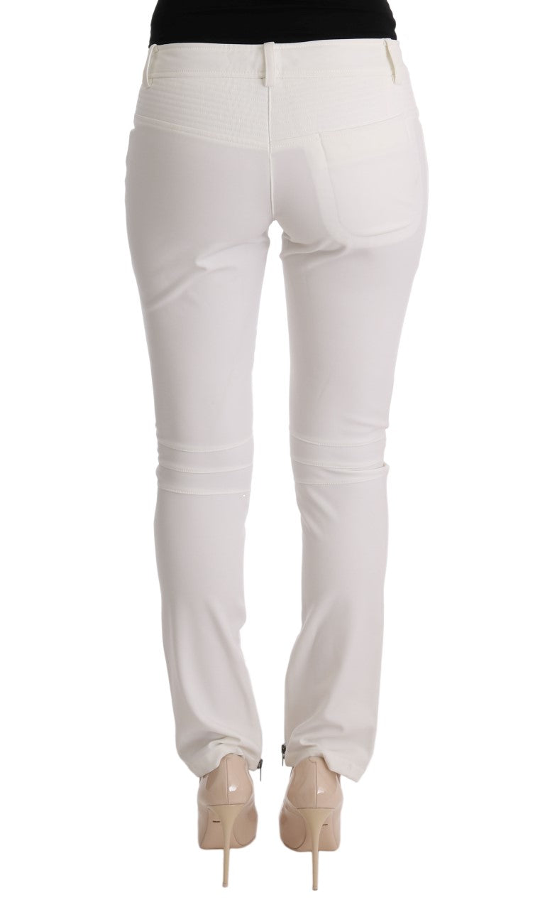 Chic White Slim Fit Cotton Pants