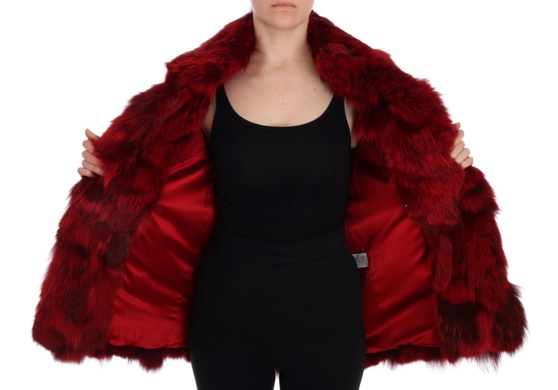 Luxurious Red Coyote Fur Long Vest Jacket