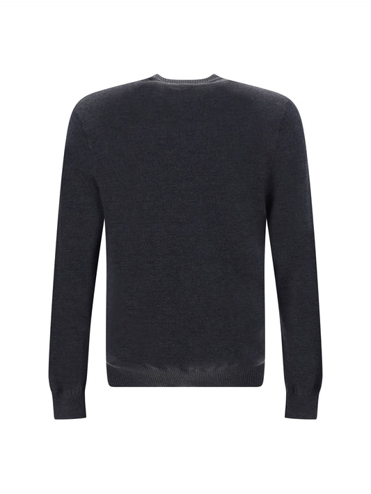 Chic Grey Wool Iconic Logo Sweater