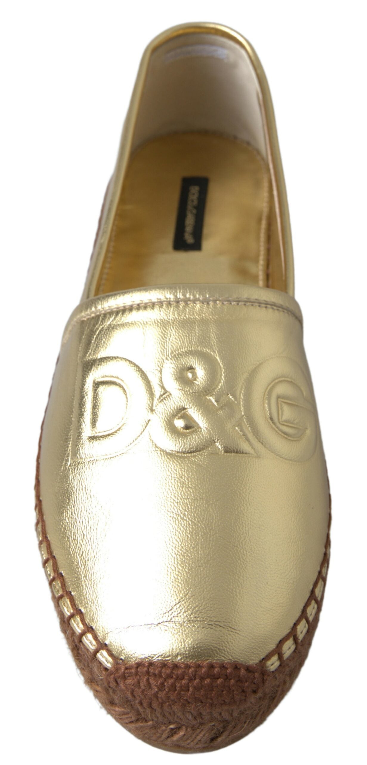 Golden Elegance Leather Espadrilles