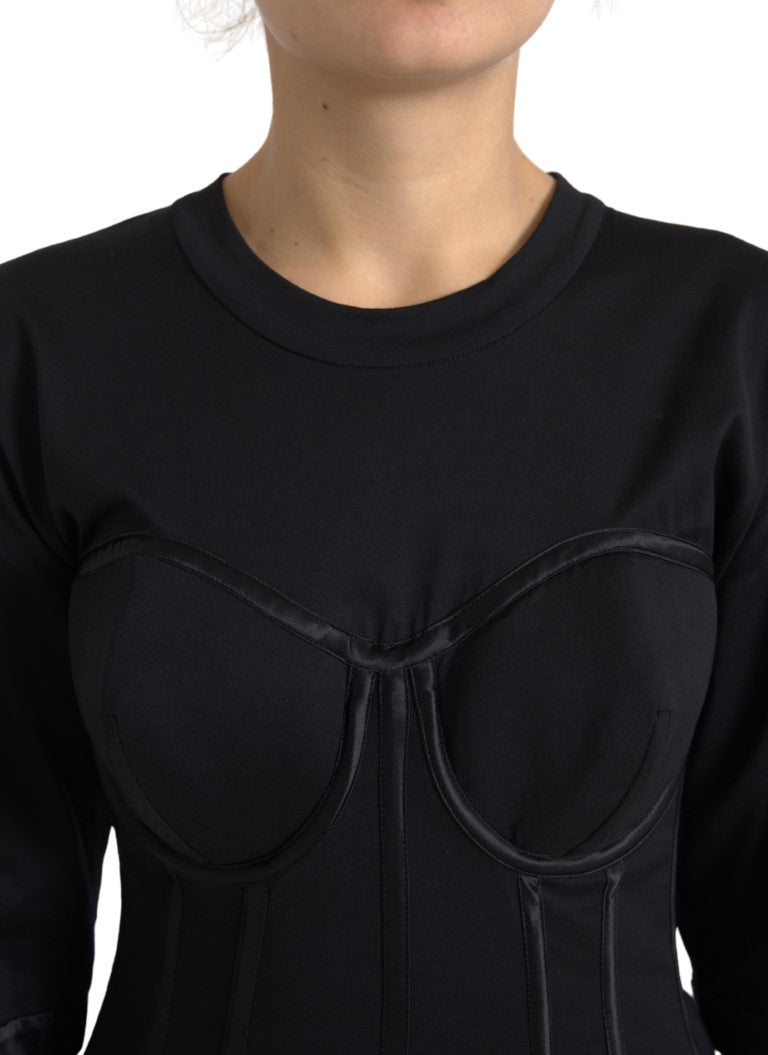 Timeless Black Silk Blend Corset Top