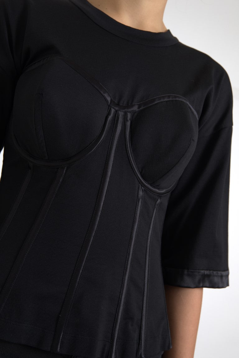 Timeless Black Silk Blend Corset Top