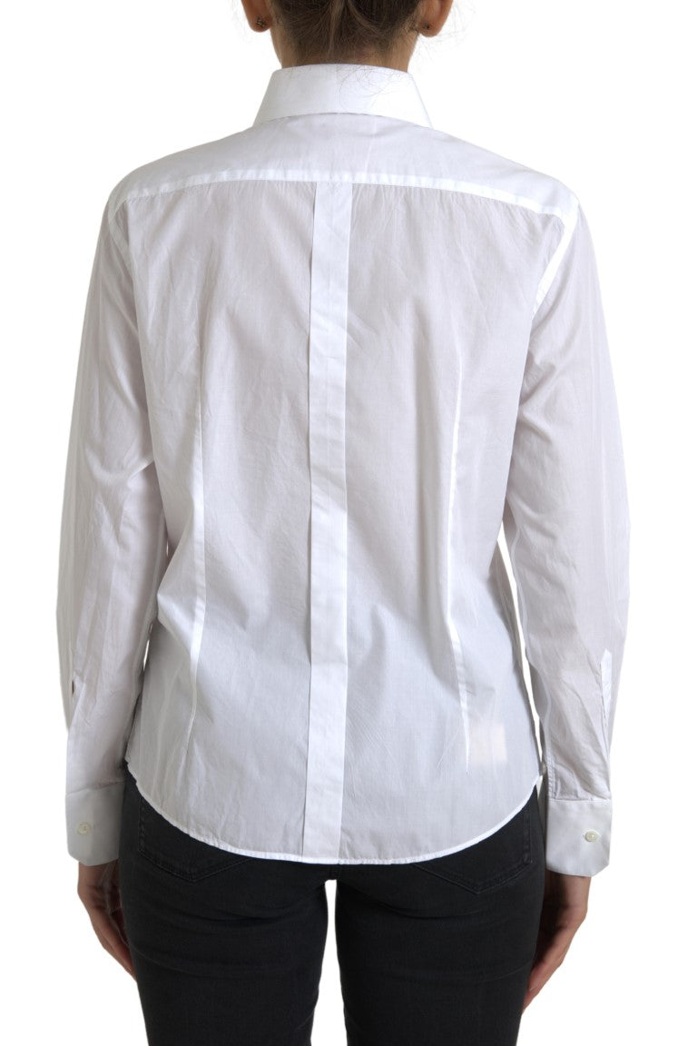 Elegant White Cotton Collared Top