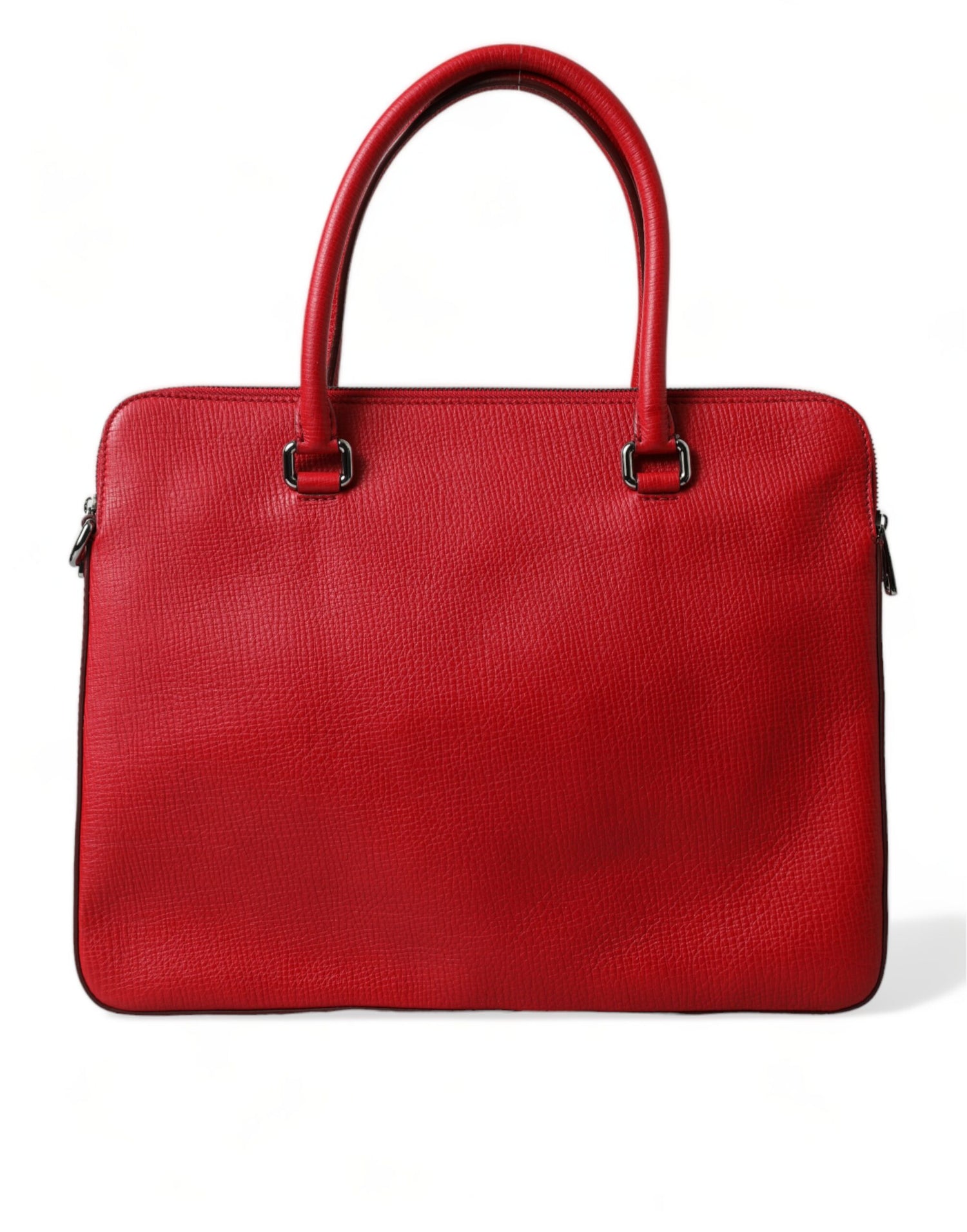 Red Calfskin Leather Logo Men Messenger Laptop Bag