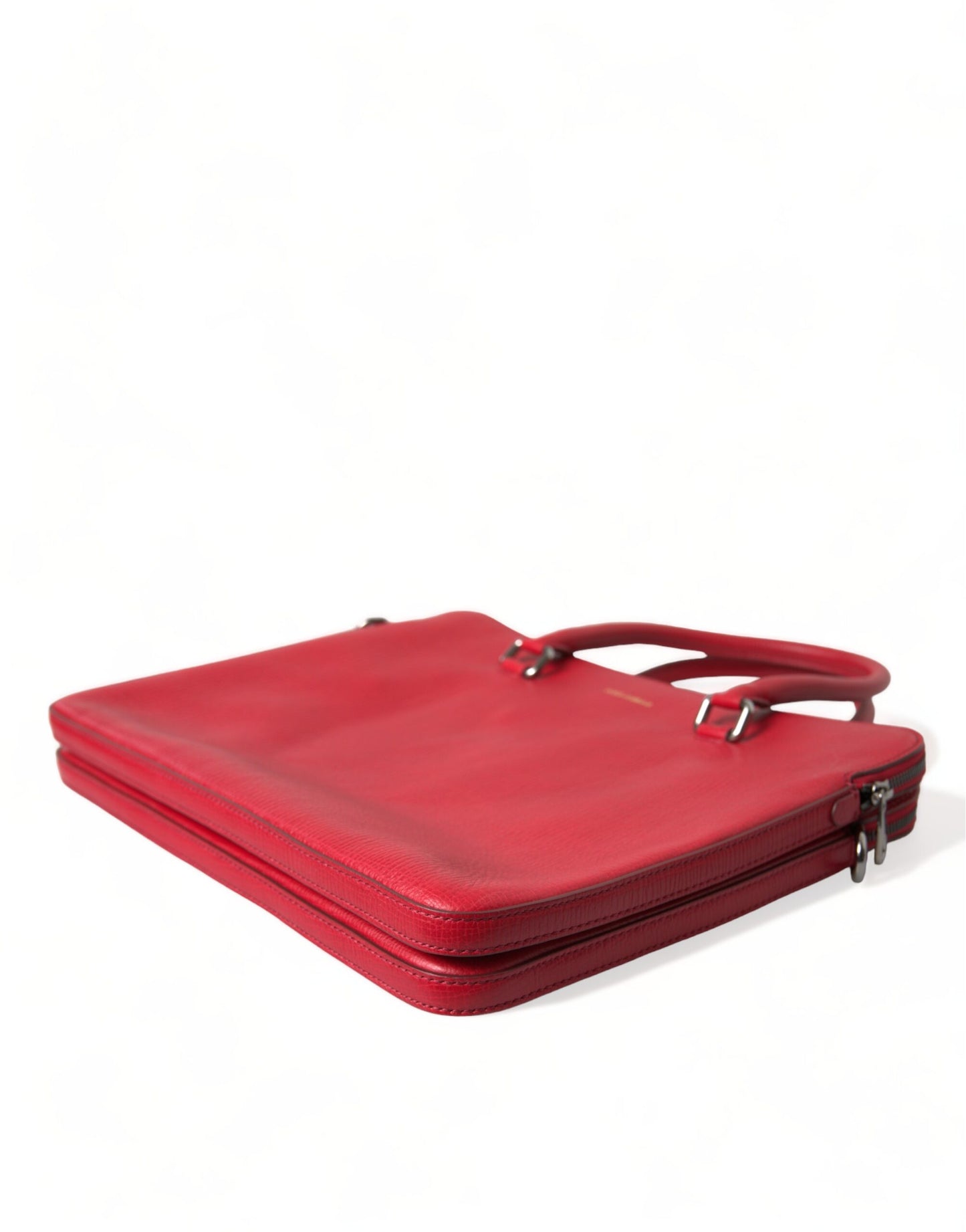 Red Calfskin Leather Logo Men Messenger Laptop Bag