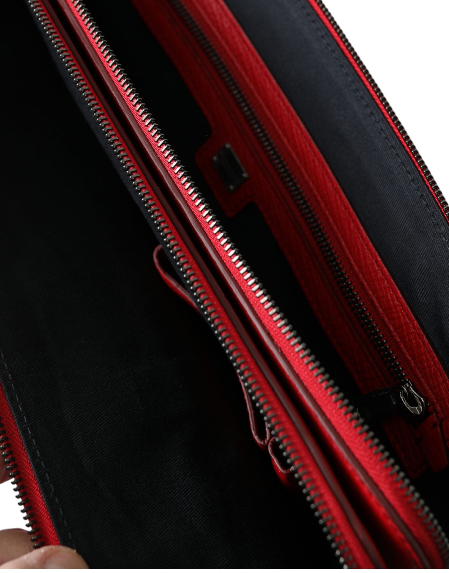 Red Calfskin Leather Logo Men Messenger Laptop Bag