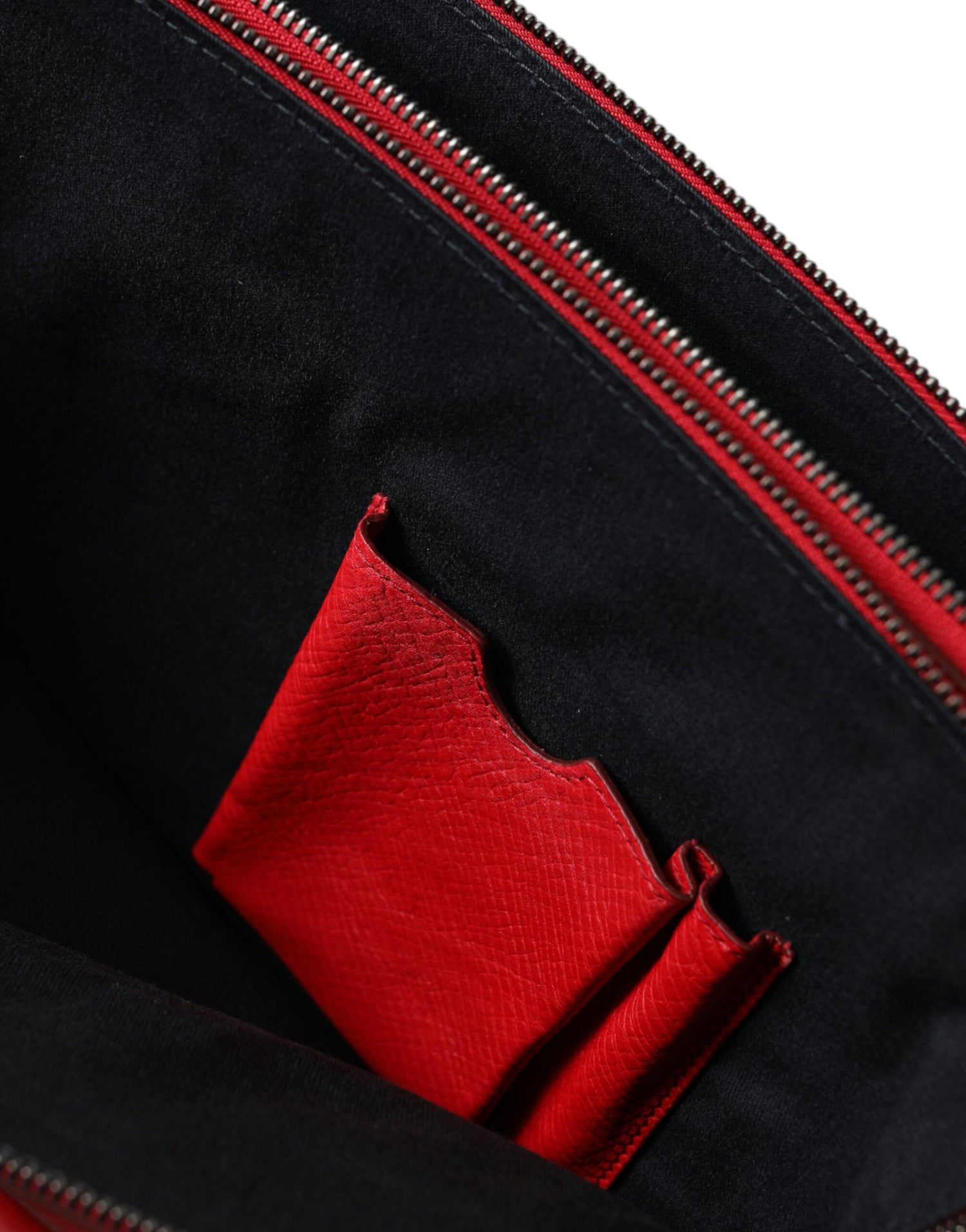 Red Calfskin Leather Logo Men Messenger Laptop Bag