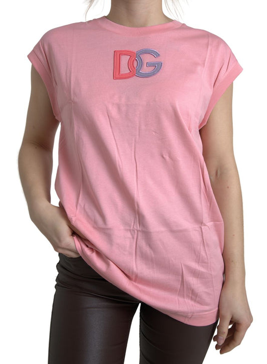 Pink Cotton DG Logo Crew Neck Tank T-shirt