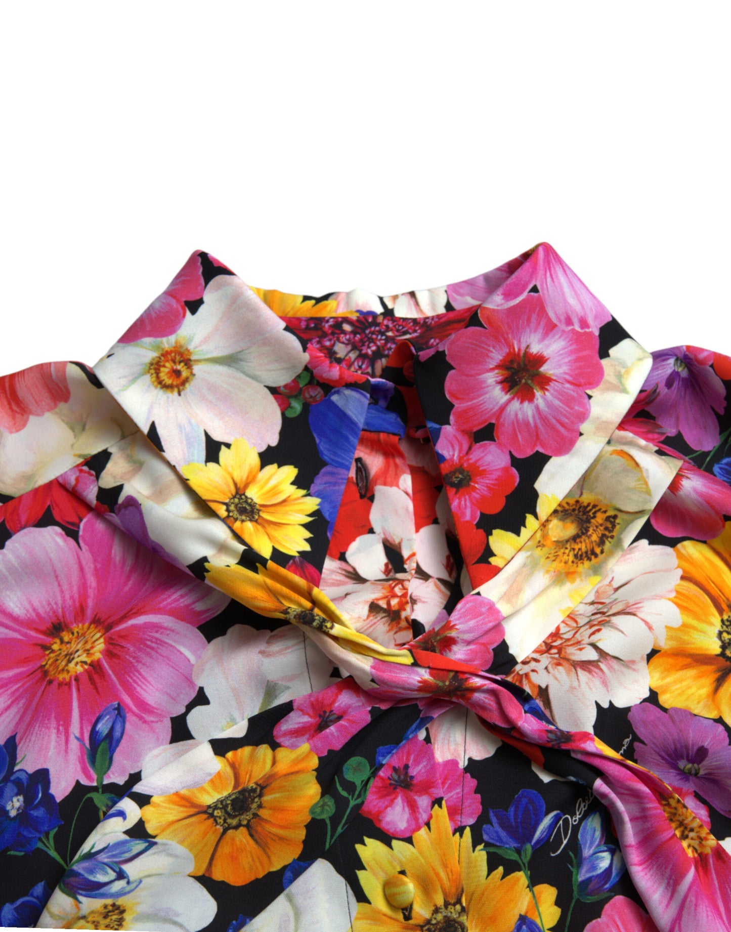 Multicolor Floral Ascot Collared Blouse Top