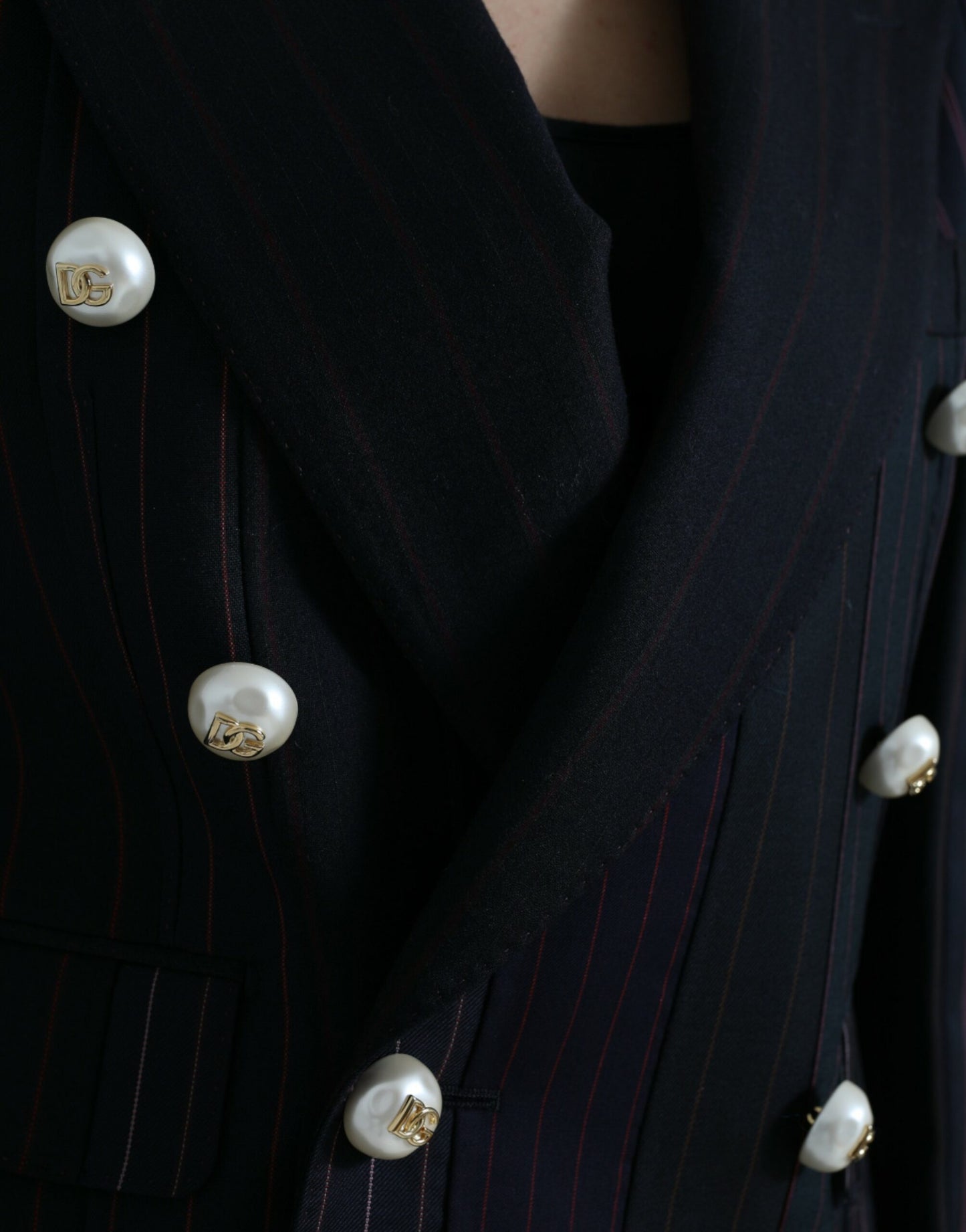 Black Striped SICILIA Double Breasted Jacket