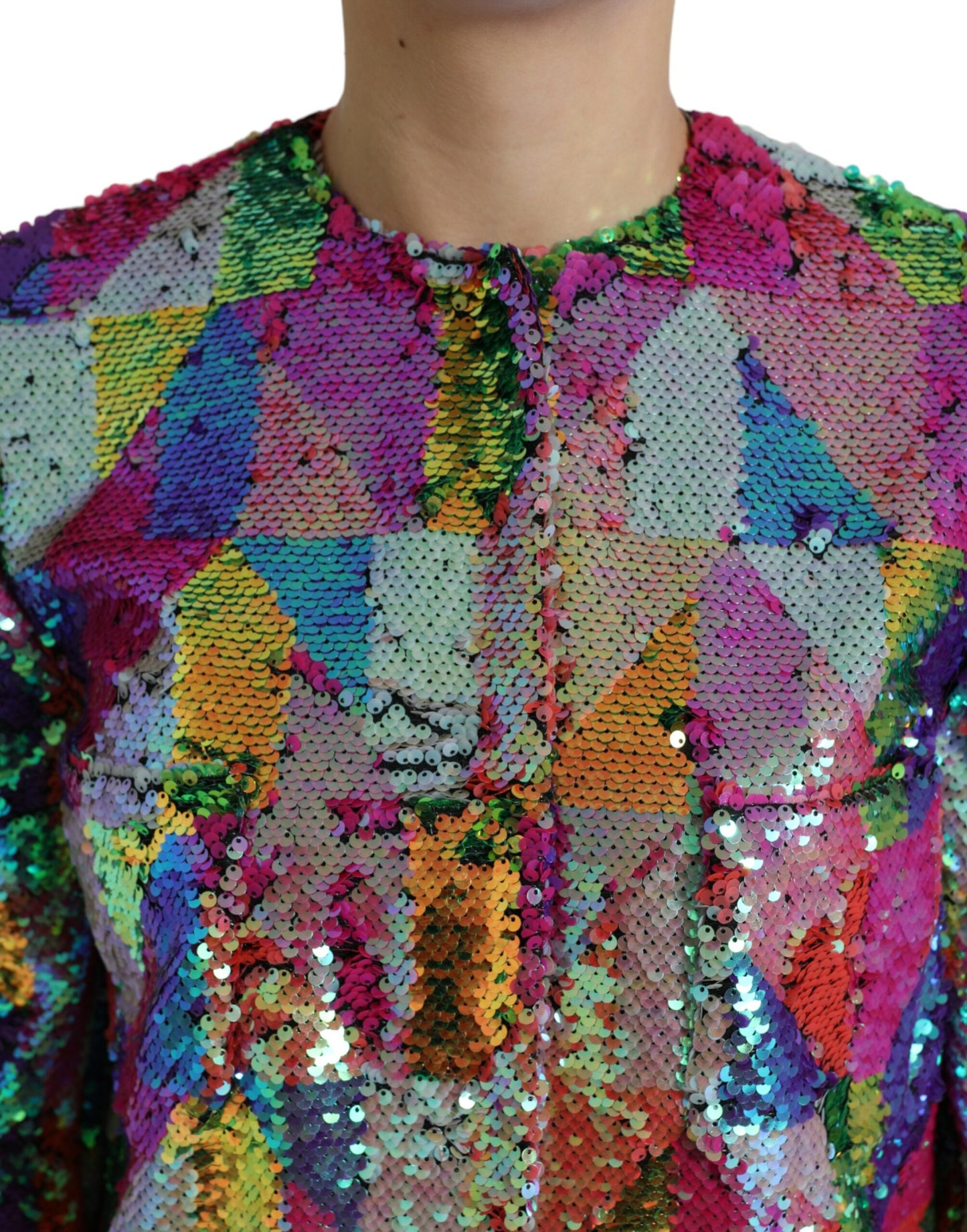 Multicolor Polyester Sequined Coat Jacket