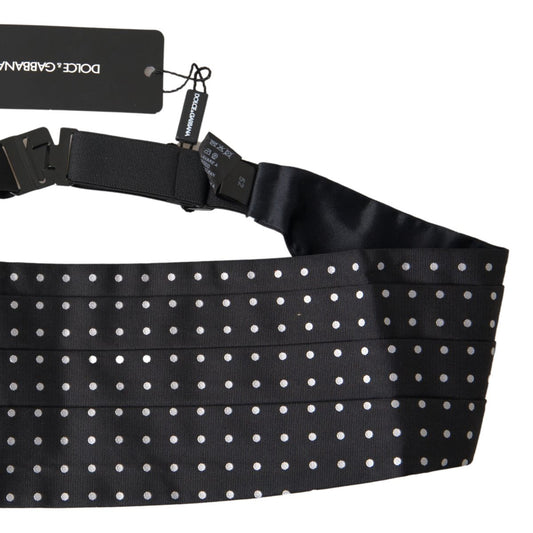 Elegant Silk Black & White Polka Dot Cummerbund