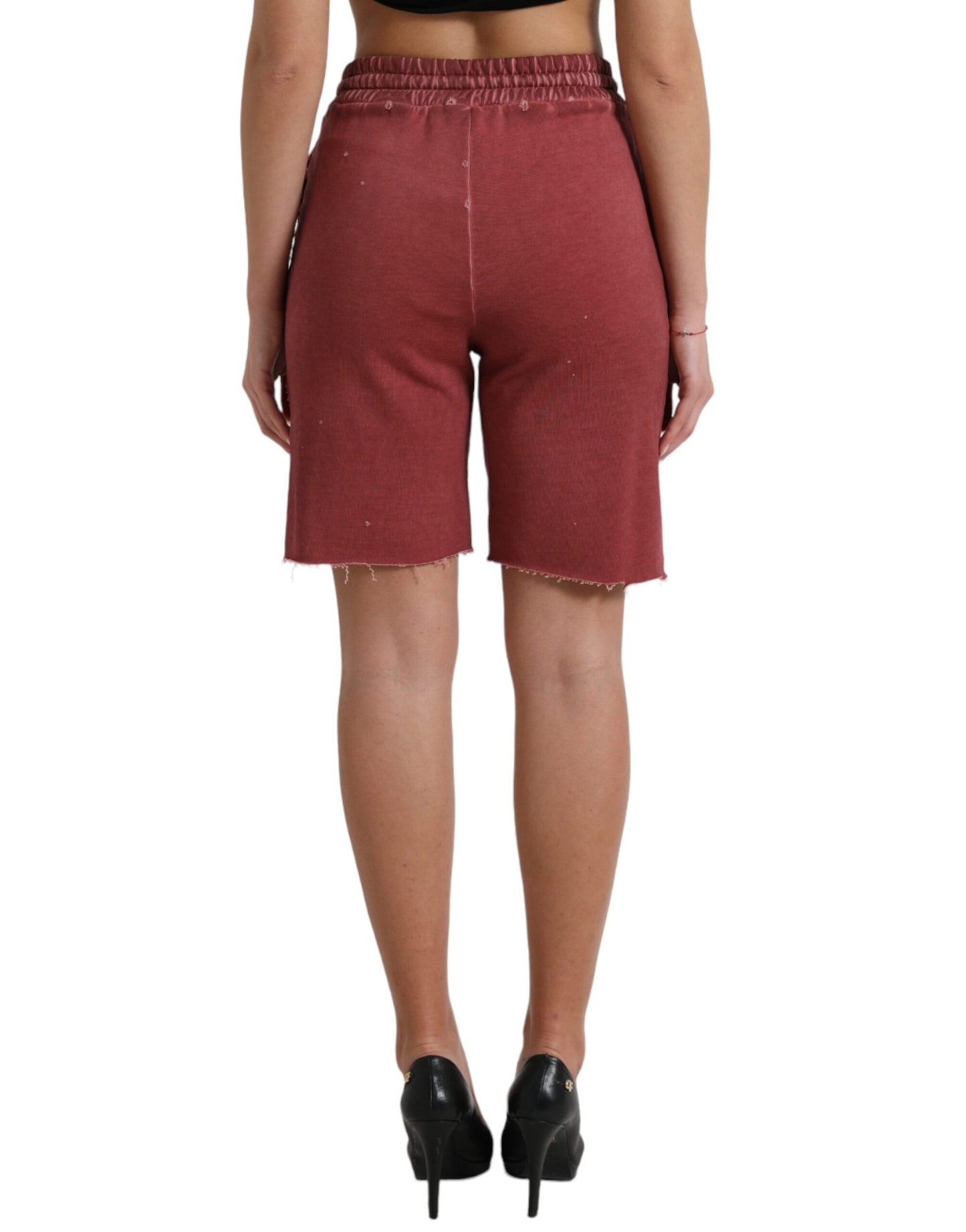 Maroon Cotton High Waist Sweatshorts Shorts