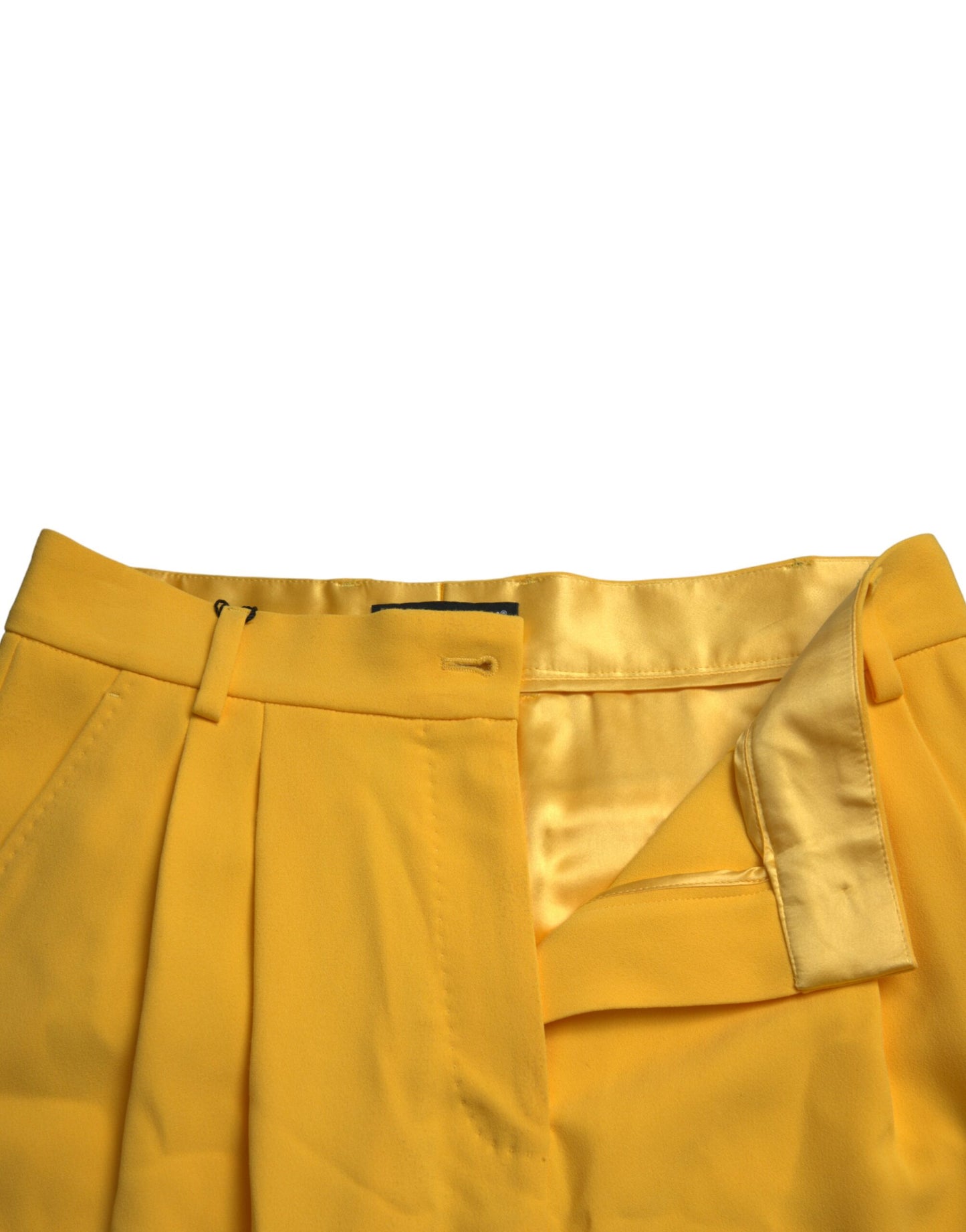 Yellow Viscose High Waist Bermuda Shorts