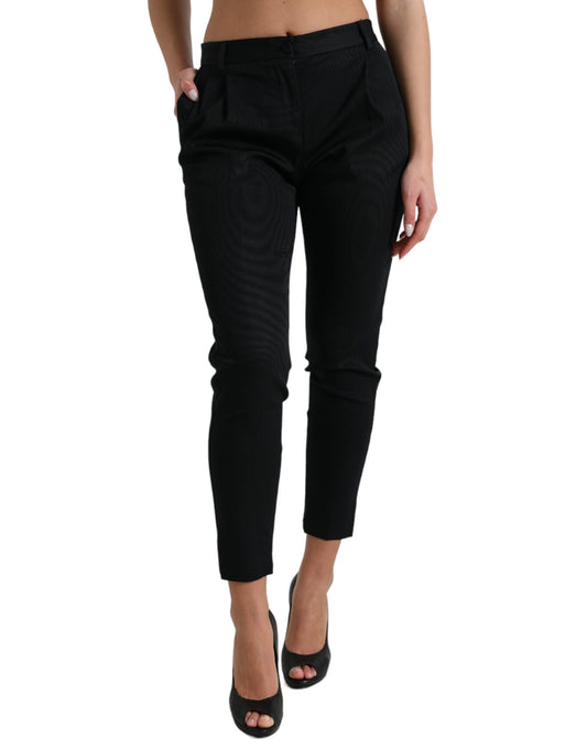 Black Mid Waist Skinny Cropped Pants