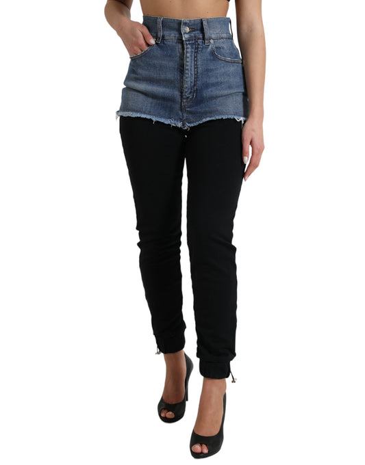 Black Blue Cotton High Waist PRETTY Denim Pants