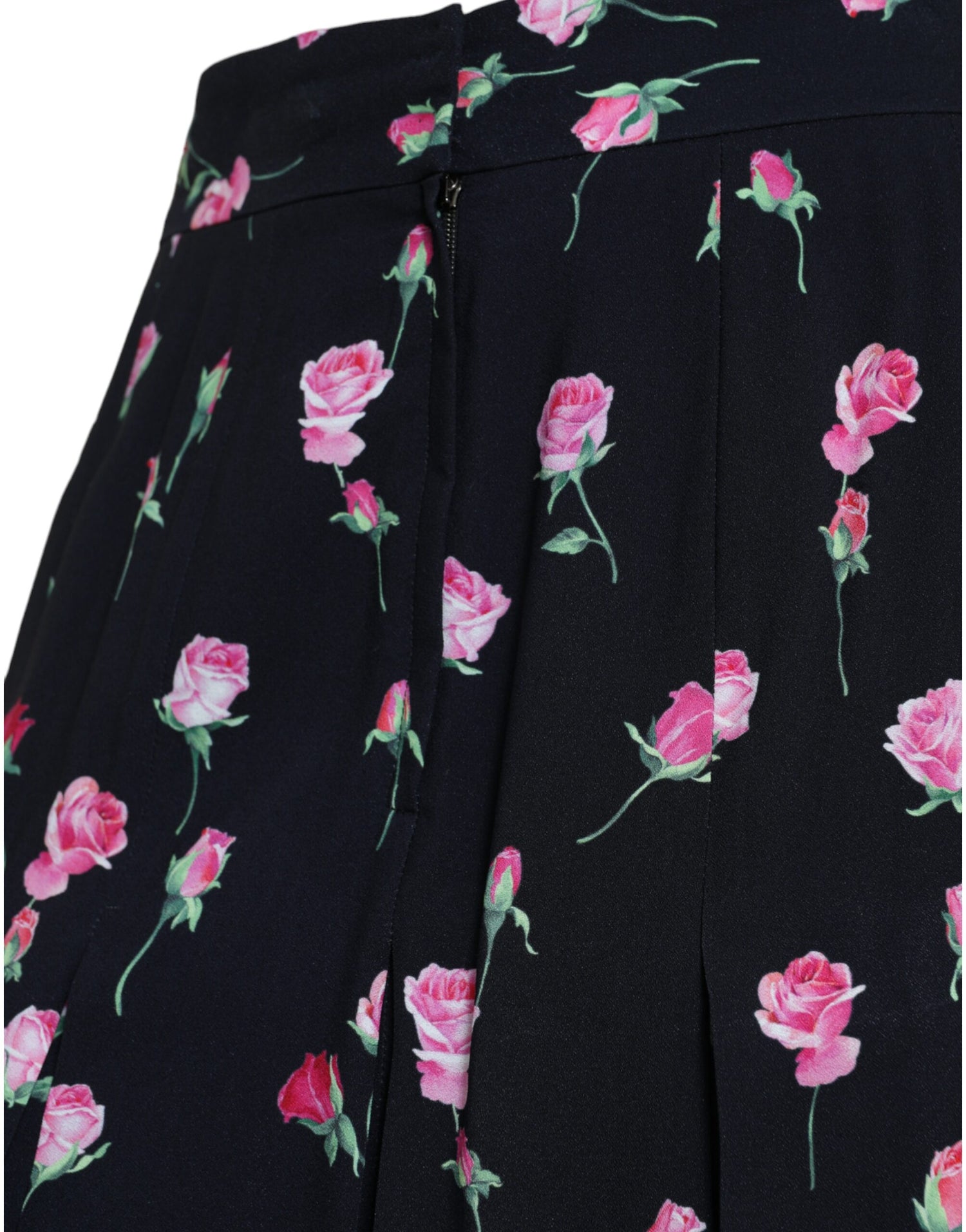 Black Rose High Waist A-line Knee Length Skirt