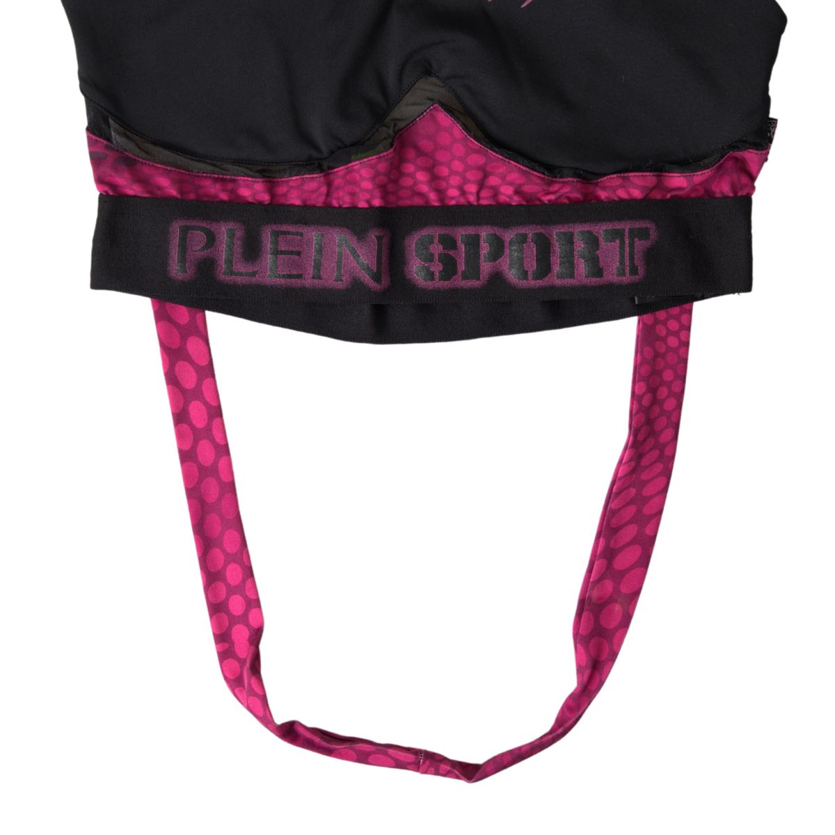 Sleek Black Sports Bra with Fuchsia Accent