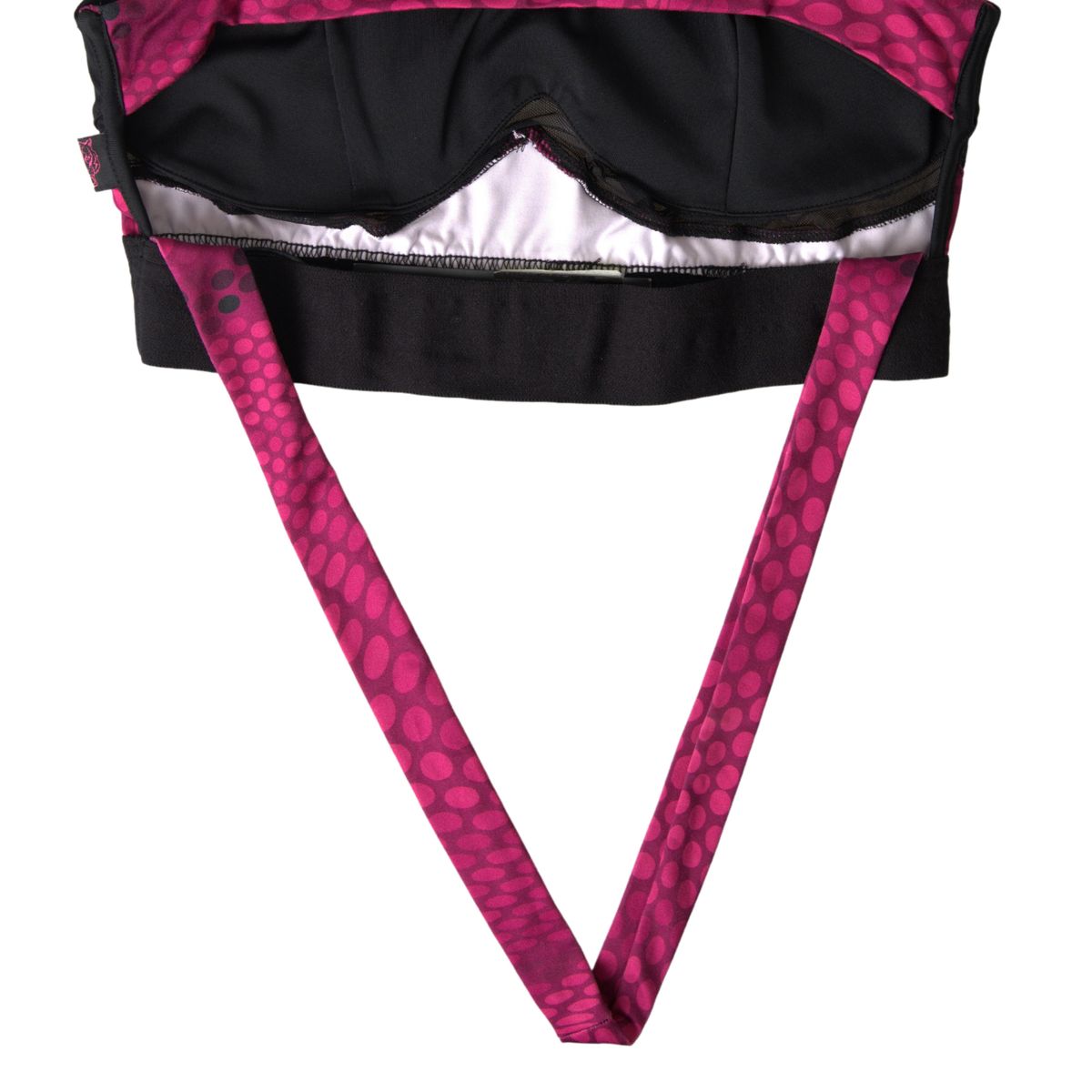 Sleek Black Sports Bra with Fuchsia Accent