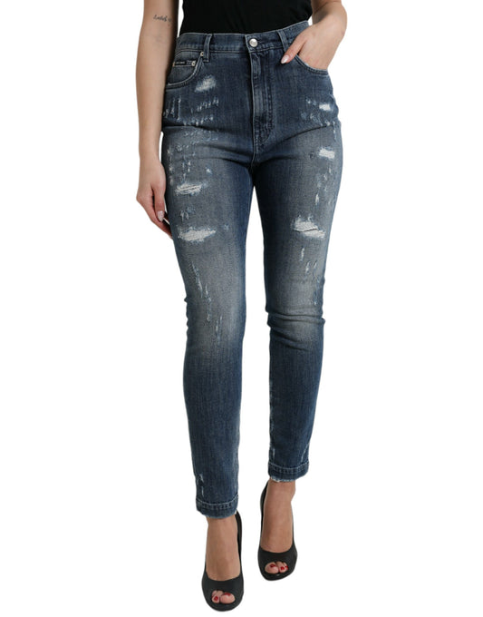 Dark Blue Distressed GRACE Skinny Denim Jeans