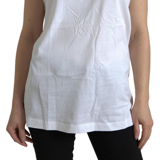 Elegant White Crew Neck Cotton Tank Top