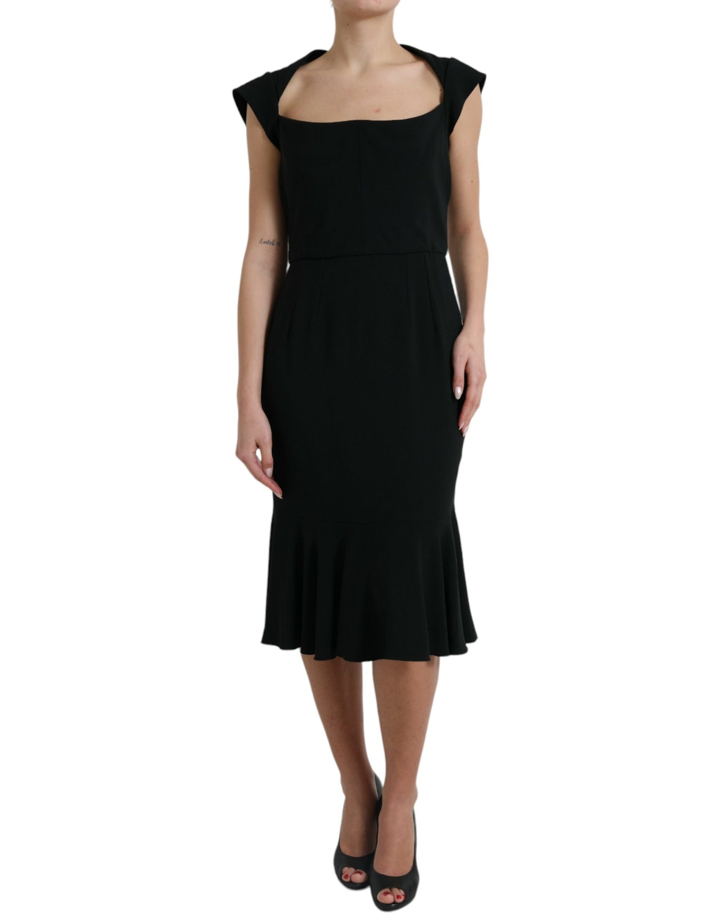 Black Cady Viscose Sleeveless Dress