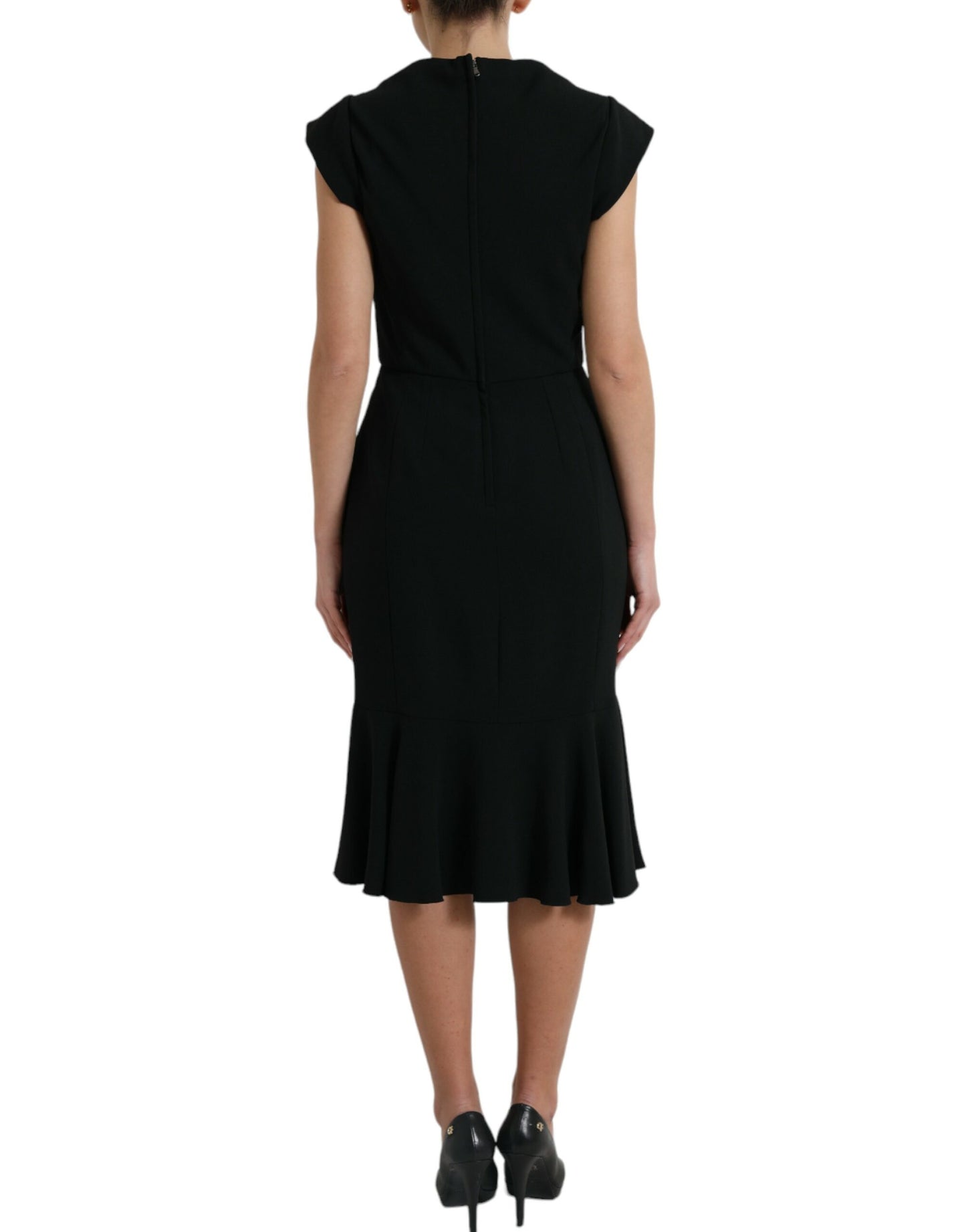 Black Cady Viscose Sleeveless Dress