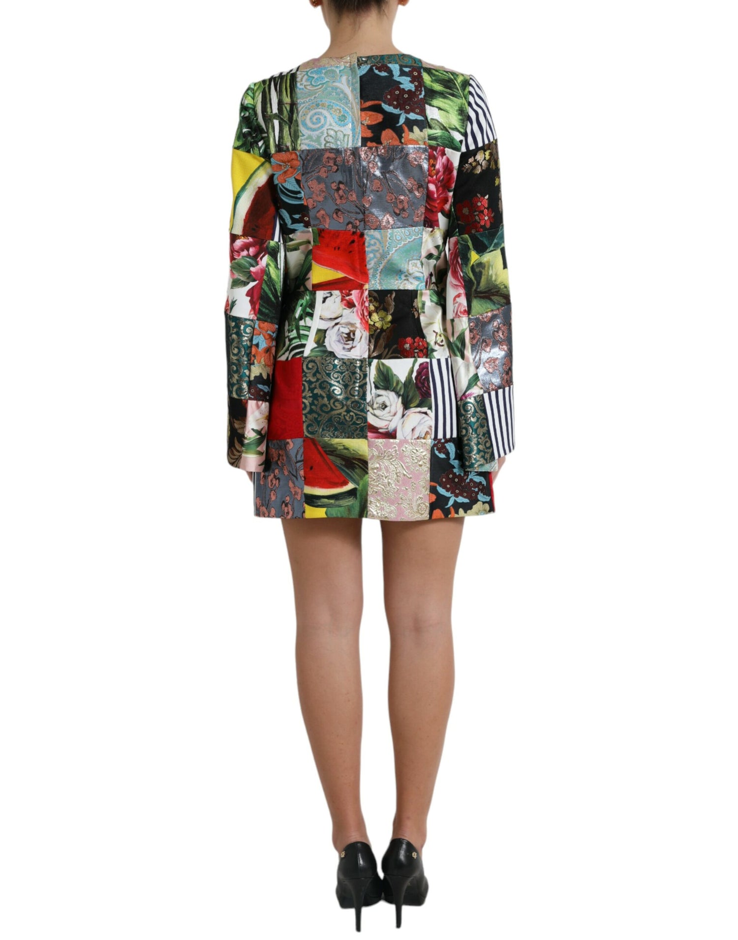 Multicolor Floral Patchwork Shift Mini Dress