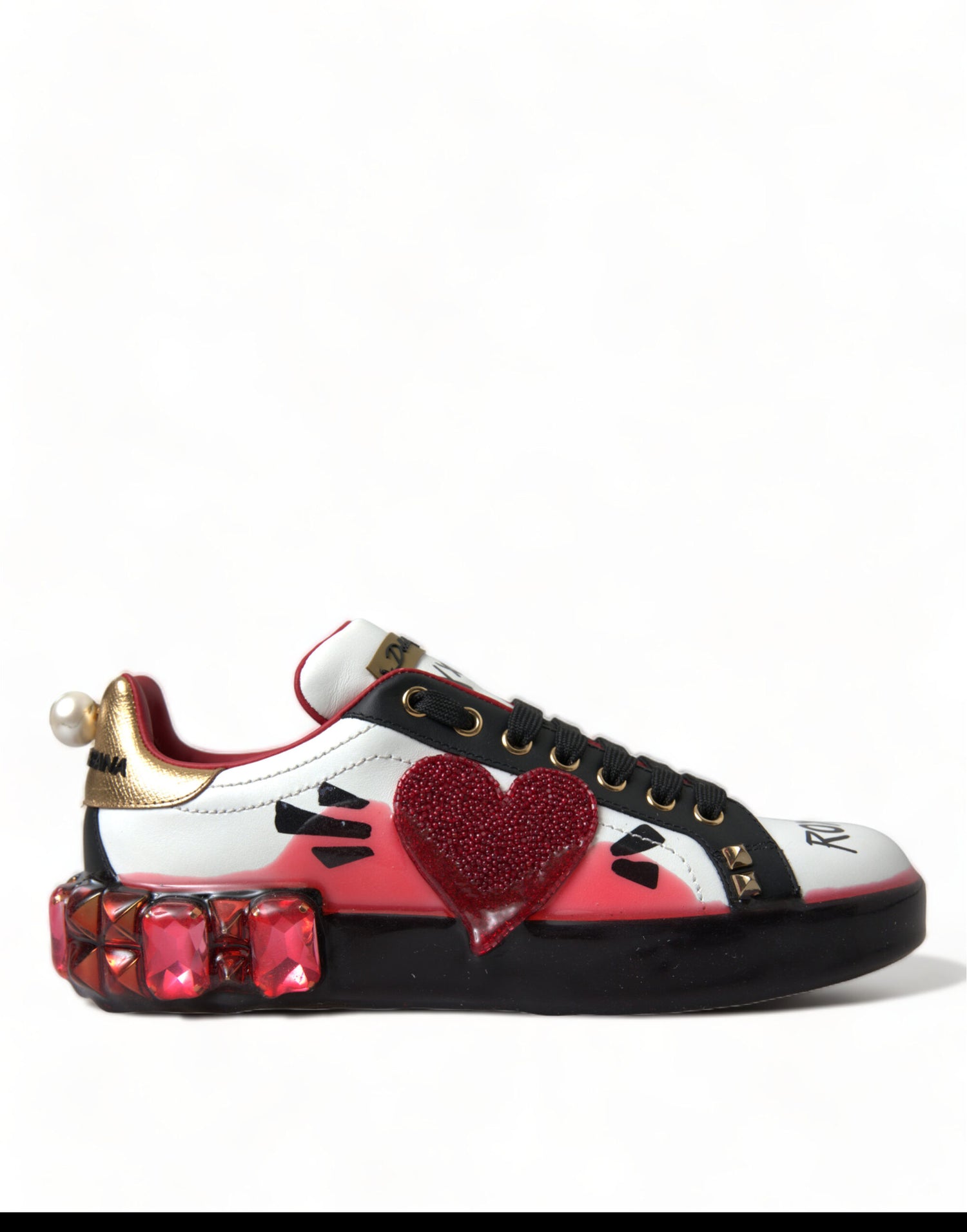 White Red Crystals Portofino Sneakers Women Shoes