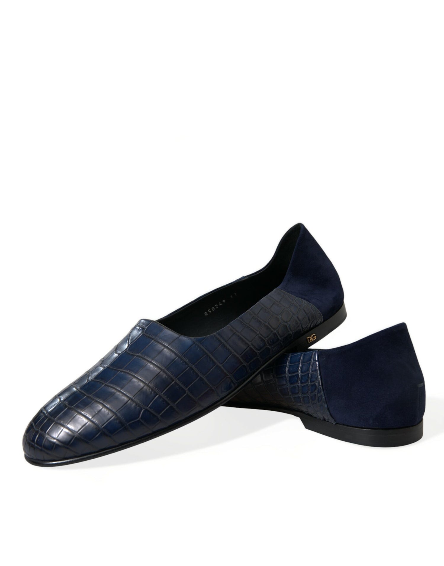 Blue Crocodile Leather Loafers Slip On Shoes